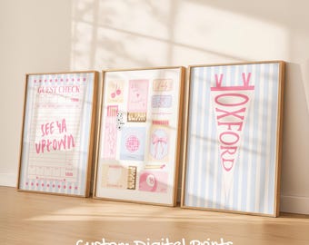 Custom College Digital Prints | Personalized Matchbox Wall Art | Coastal Dorm Posters | Dorm Decor | Digital Download | Set of 3