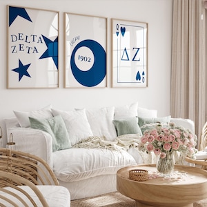 Delta Zeta Digital Prints | Delta Zeta Posters | Big Little Gift | Sorority Digital Prints | Navy Blue | Set of 3 | Instant Download