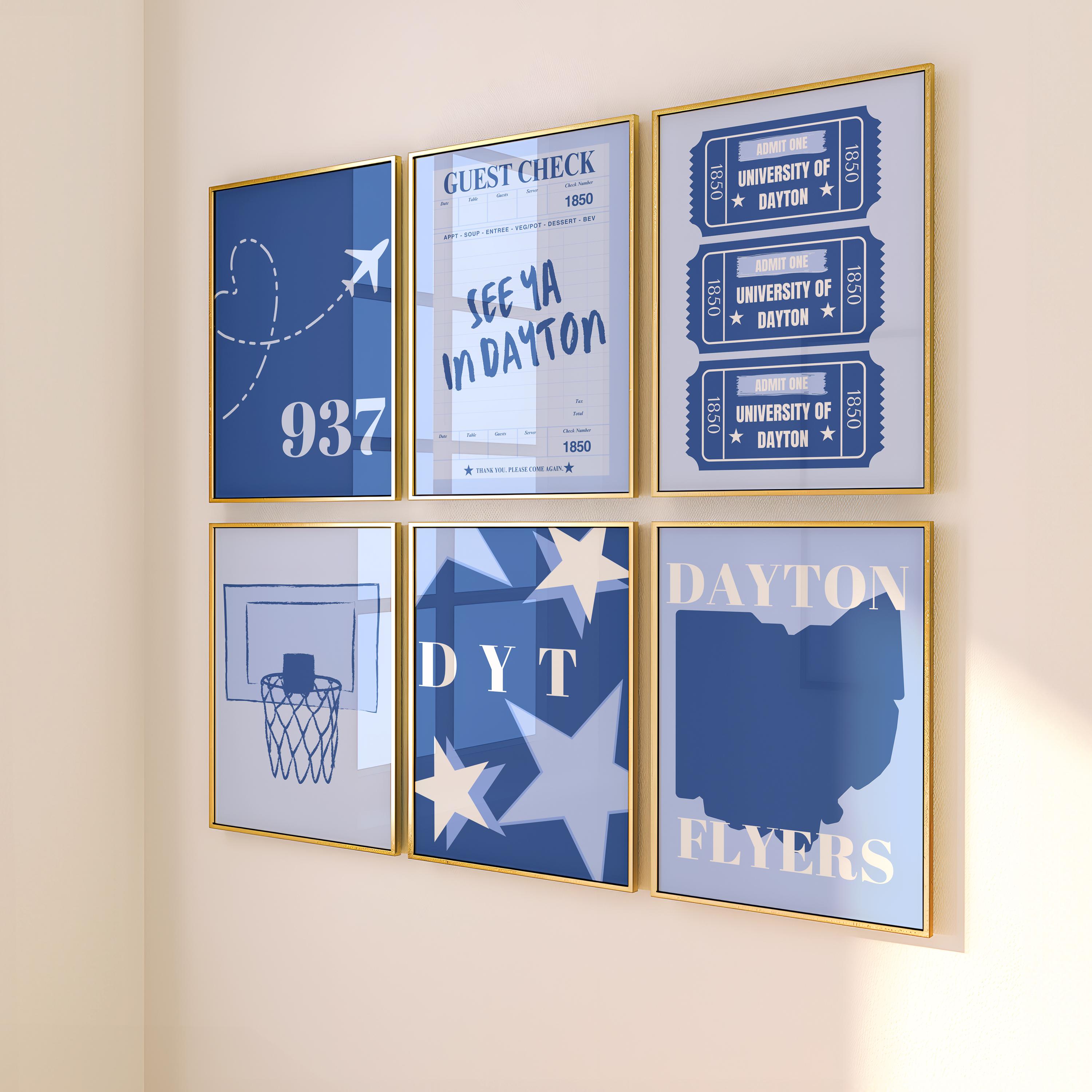 University of Dayton Digital Prints | University of Dayton Preppy Posters | College Digital Prints | Blue | Set of 6 | Instant Download