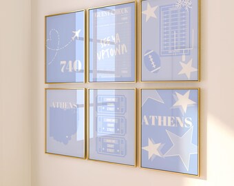 Ohio University Digital Prints | Athens Prints | OU Preppy Posters | Ohio University Prints | Light Blue | Set of 6 | Instant Download