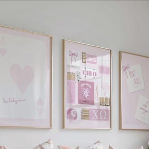 Chi Omega Digital Prints | Chi Omega Prints | Chi Omega Matchbox Prints | Sorority Digital Prints | Pink | Set of 3 | Instant Download
