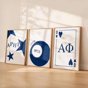 Alpha Phi Digital Prints | APHI Posters | Sorority Wall Art | Big Little Gift | Navy Blue Room Decor | Set of 3 | Instant Download