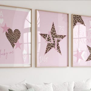 Delta Gamma Digital Prints | Delta Gamma Prints | Sorority Wall Art | Big Little Gift | Pink | Cheetah Print | Set of 3 | Instant Download