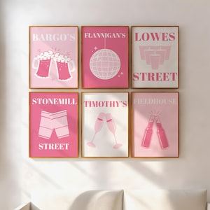 University of Dayton Digital Prints Set | Dayton Bars Prints Set | Dayton Bars Posters | Pink | Set of 6 | Instant Download