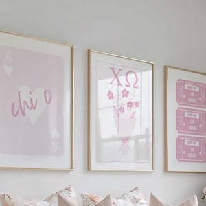 Chi Omega Digital Prints | Chi Omega Prints | Chi Omega Posters | Sorority Digital Prints | Pink | Rose Pink | Set of 3 | Instant Download