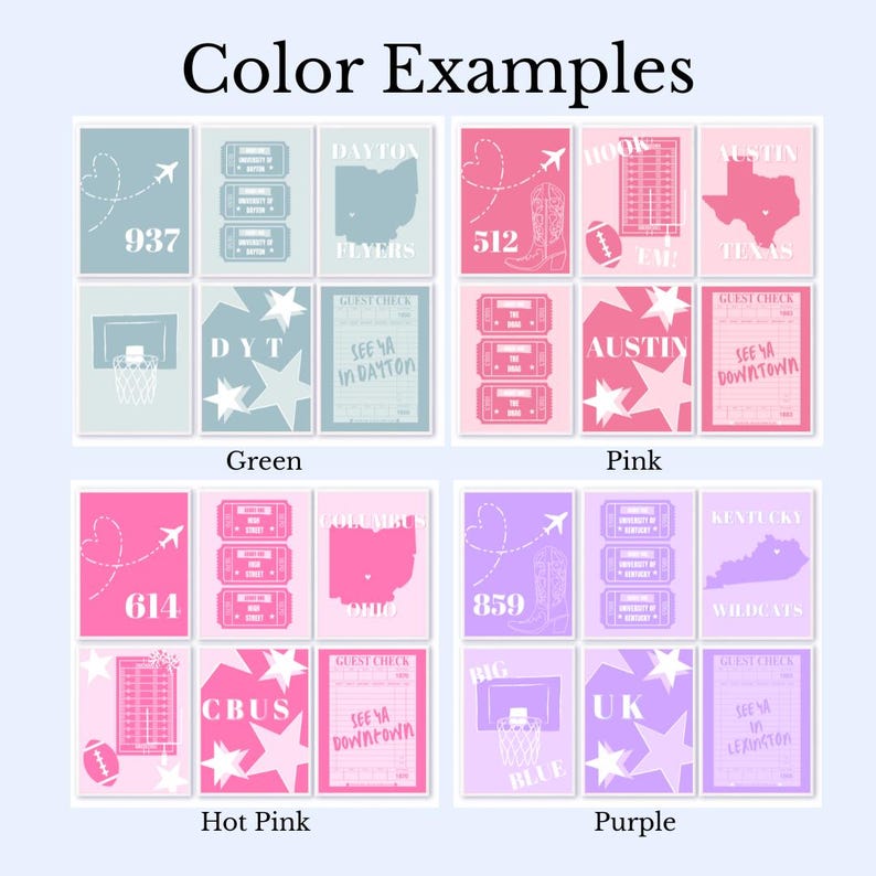 Custom College Digital Prints | Set of 6 | Custom College Preppy Prints ...