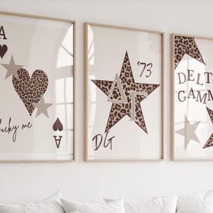Delta Gamma Digital Prints | Delta Gamma Posters | Sorority Wall Art | Big Little Gift | Brown | Cheetah Print | Set of 3 | Instant Download