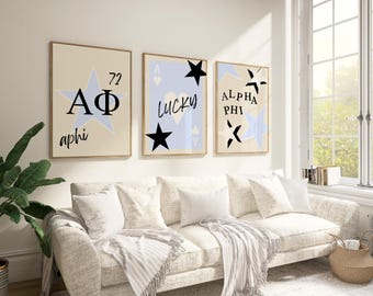 Alpha Phi Digital Prints | Alpha Phi Prints | Sorority Posters | Sorority Digital Prints | Light Blue | Set of 3 | Instant Download