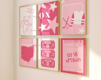 Miami University Digital Prints | Miami Prints | College Preppy Posters | Miami University Posters | Pink | Set of 6 | Instant Download