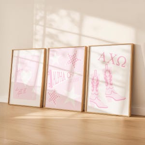 Stampe digitali Alpha Chi Omega / Stampe Alpha Chi / Stampe digitali Preppy Sorority / Grande piccolo regalo / Rosa / Set di 3 / Download immediato