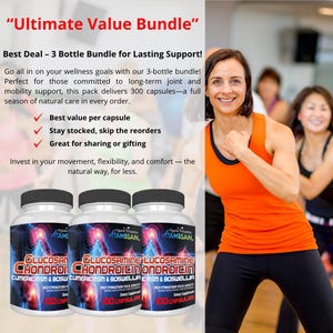 Glucosamine Chondroitin with MSM – 3 Bottle Value Pack | Long-Term Joint & Mobility Support – 300 Capsules