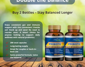 Probiotic Supplement – 2 Bottle Bundle – 100 Billion CFU – Gut & Immune Support – 200 Capsules Total