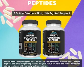 Multi Collagen Peptides – 2 Bottle Bundle – Skin, Hair & Joint Support