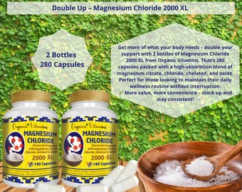 Double Up – Magnesium Chloride 2000 XL (2 Bottles) | 280 Capsules Total
