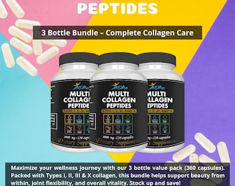 Multi Collagen Peptides – 3 Bottle Bundle – Complete Collagen Care