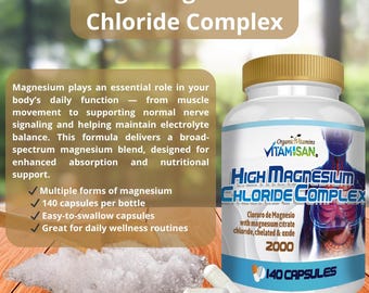 High Magnesium Complex – Chelated, Citrate, Chloride & Oxide Blend – 140 Capsules