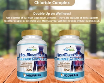 High Magnesium Complex – 2 Bottles – Citrate, Chelated & Oxide Blend – 280 Capsules Total