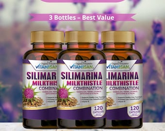 3 Bottles – Silimarina Milk Thistle Supplement | Herbal Liver Support with Vitamin B | Value Pack
