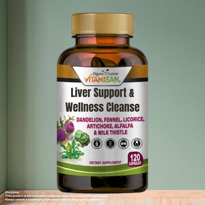 Liver Support & Herbal Detox Formula – Milk Thistle, Dandelion, Artichoke – 120 Capsules