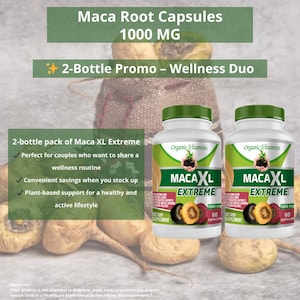 Organic Maca Root Capsules – 2 Pack (120 Capsules) | Energy & Vitality Support | Extreme Strength 1000mg