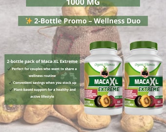Organic Maca Root Capsules – 2 Pack (120 Capsules) | Energy & Vitality Support | Extreme Strength 1000mg