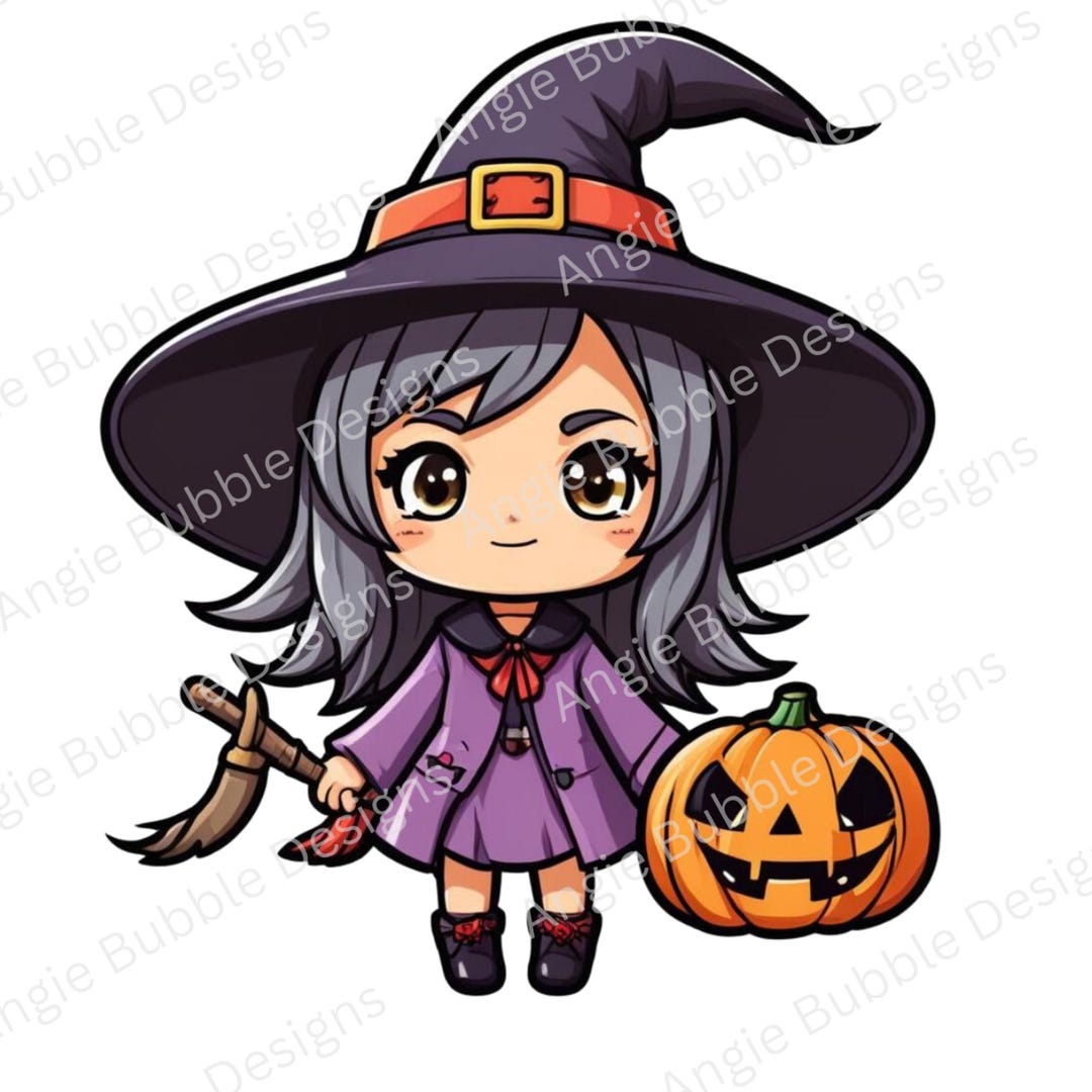 Cute Halloween Witch PNG Digital Download, Cartoon Witch PNG Crafts ...