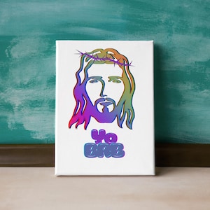 Yo BRB Jesus Print – Iridescent Christian Wall Art | Funny Digital Download | Aesthetic Bible-Inspired Faith Decor