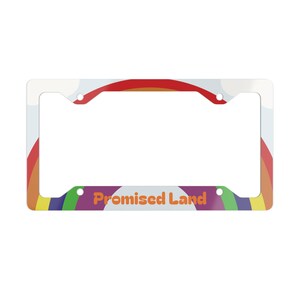 Colorful Rainbow Metal License Plate Frame, Custom Car Accessories, Unique Gift for Car Enthusiasts, Pride Decor, Promised Land