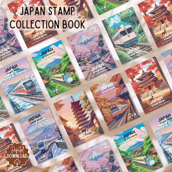 コレクション Japanese Stamps Album Japan Stamp Collection Book | A6 & A5 Printable | 8 Cover