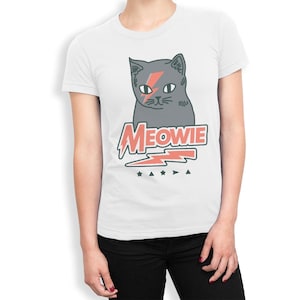 Meowie Ziggy Stardust Funny T-Shirt, David Bowie Shirt, Men's Women's Sizes Tee