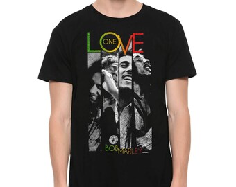 Bob Marley One Love T-Shirt, Herren Damen Größen T-Shirt (BOB-78992)