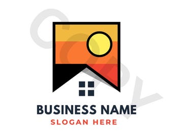 Logotipo editable de House & Sun: Marca para contratistas, diseño de logotipo de techo moderno con capas, logotipo profesional para empresas de techado (Canva PDF)