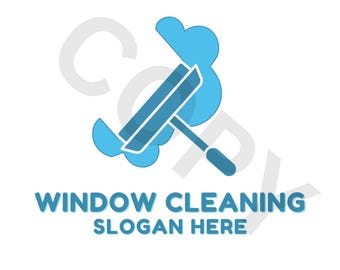 Logotipo editable de limpieza de ventanas: Diseño minimalista de escobilla de goma, kit de marca editable para negocios comerciales y de servicios domésticos (plantilla de Canva)