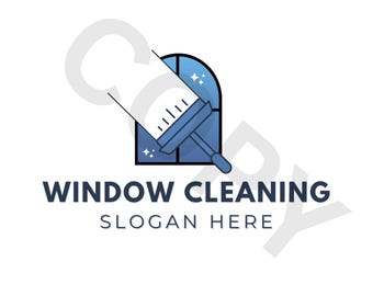 Logotipo de limpieza de ventanas: Diseño moderno de escobilla de goma, plantilla editable en Canva (archivo PNG)