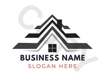 Logotipo editable para empresas de techado: diseño de logotipo inmobiliario, kit de marca minimalista para techos de casas modernas, agente inmobiliario, administración de propiedades.