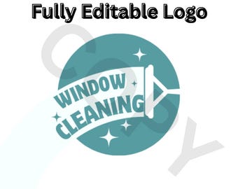 Logotipo editable para limpieza de ventanas: diseño moderno de escobilla de goma, diseño de logotipo para limpieza de ventanas, marca para negocio de lavado a presión, logotipo totalmente editable