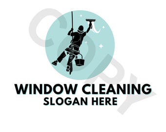 Plantilla de diseño de logotipo prediseñado editable de limpieza de ventanas en Canva / Kit de marca editable para empresas de servicios de alto acceso / Descarga instantánea (PDF)