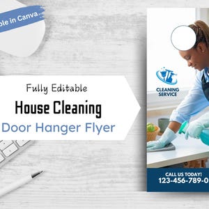House Cleaning Door Hanger Flyer: Modern Canva Template (Digital Download)