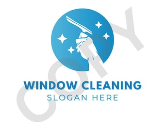 Logotipo editable para limpieza de ventanas: Plantilla editable / Diseño de logotipo personalizable (descarga digital)