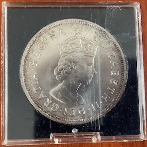 1959 BERMUDA British Colony Elizabeth II Silver Crown Coin.