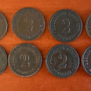 Lot of 8 1870’s German 2 pfennig