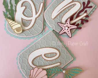 Mermaid Themed highchair banner first birthday, Onder the sea party