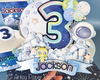 Space Cake topper, Outer space cake topper, Astronaut Cake topper, Galaxy Space party, Boy outer space party,