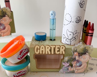 Winnie the pooh Activity box  Winnie the pooh favor box Birthday decor classic Winnie the pooh party pooh party favor pooh crayon box