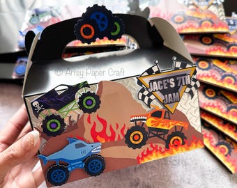 Monster Truck Favor Boxes Monster truck birthday Monster truck party favor boxes Monster truck decoration monster truck cake topper
