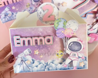 Outer Space girl Favor Box, Space party favors, Astronaut party, Space party, birthday favors, Girl outer space party, Outer Space Party