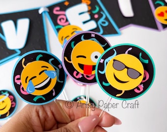 Emoji Theme Cupcake toppers Emoji theme Emoji Birthday decorations cupcake toppers Emoji party