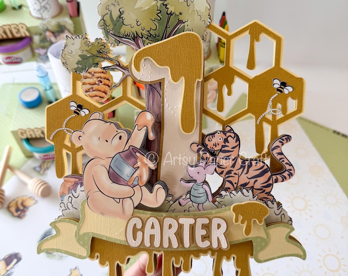 Classic Pooh Bear Cake Toppers, Fabric Winnie the Pooh, Piglet, Party — free download