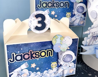 Outer Space Favor Box, Space party favors, Astronaut party, Space party theme, birthday favors, Boy outer space party