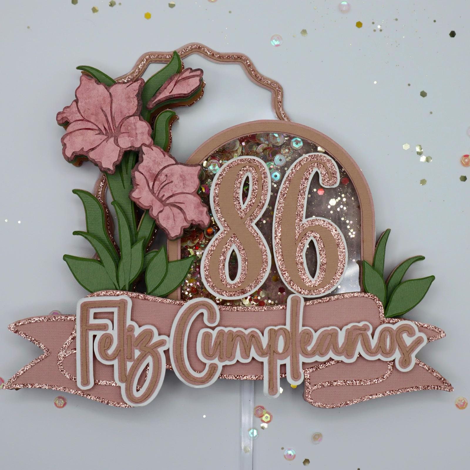 Happy Birthday Cake topper Glitter birthday cake topper 3d cake topper    floral cake topper cake topper 3d happy birthday topper